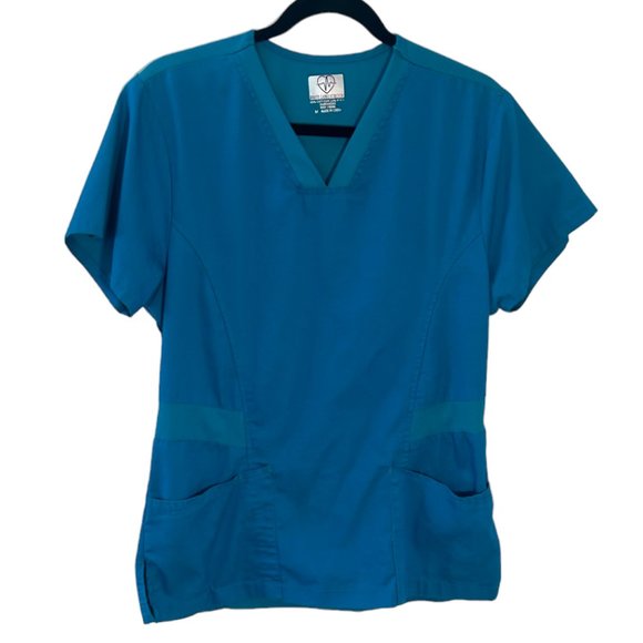 White Label  Stretch M Scrub Teal Color Top   238 - Picture 1 of 7